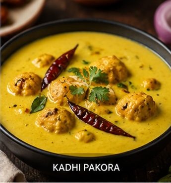 Kadhi pakora in yogurt curry