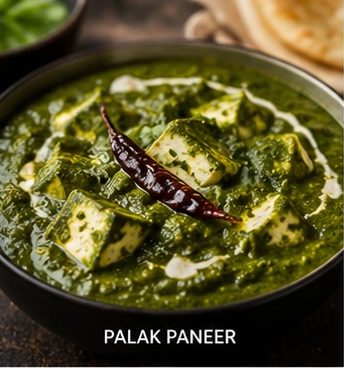 Palak paneer with fresh spinach